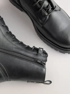 Next Cuir noir - Bottines Forever Comfort à lacets et bout carré New