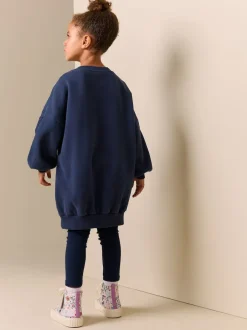 Next - Robe-chaussette (3-16ans) Cœur à sequins bleu marine