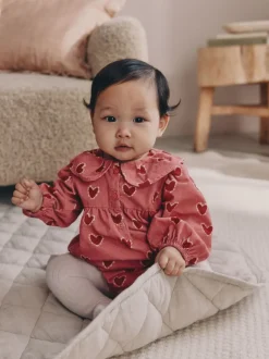 Next - Ensemble de barboteuses Bébé Bloomer 2 pièces avec collants (0mois-3ans) Cœur rose/rouge Sale