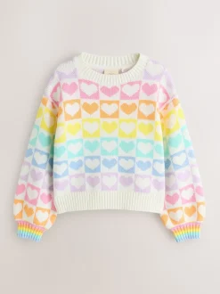 Little Bird by Jools Oliver Cœurs arc-en-ciel pastel - pull color block en maille Best