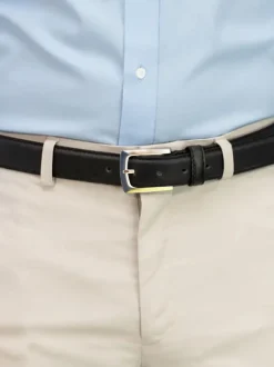 D555 LEWIS Ceinture de pantalon en cuir à boucle carrée 2.9cm Largeur Sale