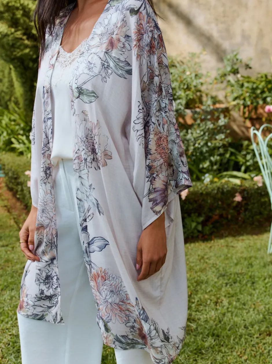 Next Dahlia vintage - Vêtement de kimono long fleuri vintage Online