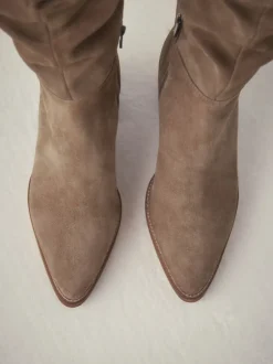 Next Daim brun taupe - Bottes Forever Comfort® souples à talons hauts et talons carrés New