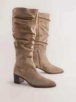 Next Daim brun taupe - Bottes Forever Comfort® souples à talons hauts et talons carrés New