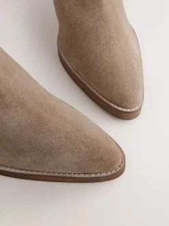 Next Daim brun taupe - Bottes Forever Comfort® souples à talons hauts et talons carrés New