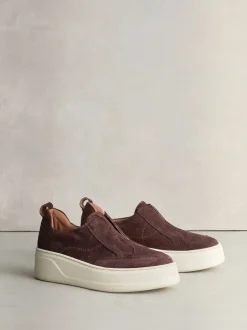 Next Daim marron chocolat - Baskets Signature en cuir à plateforme compensée épaisse Best