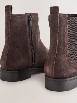 Next - Bottines Chelsea ultra confortables Daim marron chocolat New