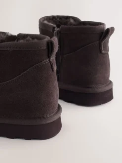 Next Daim marron chocolat - Bottes en fausse fourrure déperlantes Sale
