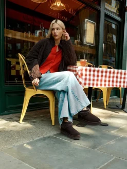 Next Daim marron chocolat - Bottes à plateforme en fausse fourrure en peau de mouton Sale