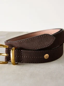 Next Daim marron chocolat - Ceinture mi-longue N. Premium Made In Italy Sale
