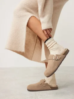 Next Daim neutre - sabots en cuir avec semelle plantaire Hot