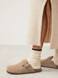 Next Daim neutre - sabots en cuir avec semelle plantaire Hot