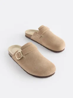 Next Daim neutre - sabots en cuir avec semelle plantaire Hot
