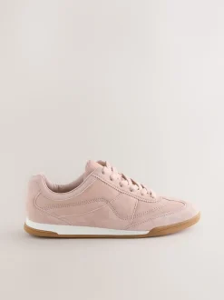 Next Daim rose - Baskets à lacets avec panneau de coutures en cuir Discount