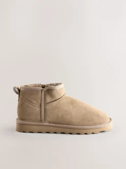 Next Daim taupe neutre - Bottes en fausse fourrure déperlantes Sale