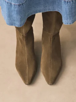 Next Daim vert kaki - Bottes à talons Forever Comfort® à bout pointu New