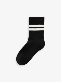 Next - Cushioned Semelle intérieure Cotton Rich Ribbed Tipped Chaussettes 5 Lot Damier blanc/noir Sale