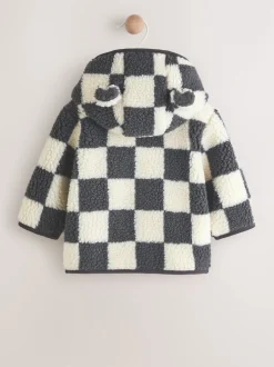 Next Damier gris anthracite - Veste à capuche en Borg pour bébé (0-18mois) New