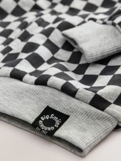Next - Sweat à capuche zippé (3mths-7yrs) Damier noir et blanc Outlet