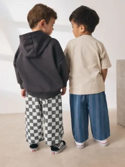 Next Damier/rayures bleues - Lot de 2 pantalons larges à enfiler (3mois7ans) Discount