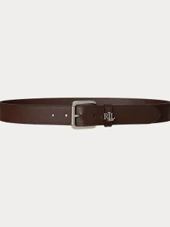 Lauren Ralph Lauren Dark Hickory - 3.2cm Ceinture en cuir à logo New