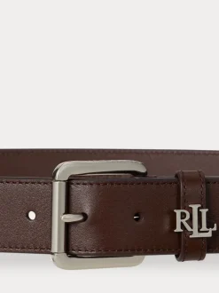 Lauren Ralph Lauren Dark Hickory - 3.2cm Ceinture en cuir à logo New