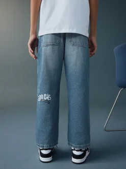 Next - Jean authentique (3-16ans) Denim bleu milieu imprimé Varsity Sale