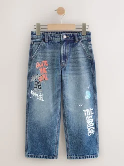 Next - Jean authentique (3-16ans) Denim bleu milieu imprimé Varsity Sale