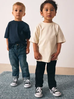 Next Denim bleu milieu/noir - 2 lot de Jean Coupe classique Extensible Confort (3mois -7ans) New