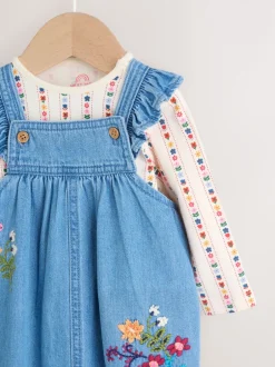 Next Denim brodé - Ensemble Salopettes et Body Manches longues 2 Pieces (0mois-3ans) Outlet