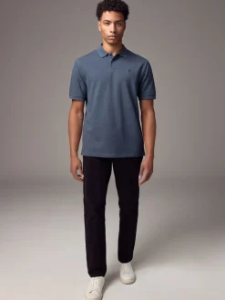 Next - Ajustement régulier - Polo Manches courtes Pique Denim chiné Online
