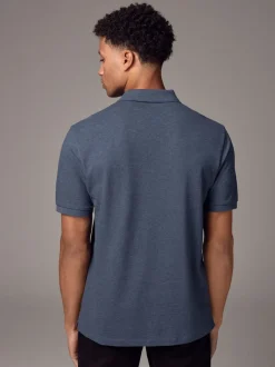 Next - Ajustement régulier - Polo Manches courtes Pique Denim chiné Online