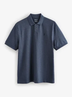 Next - Ajustement régulier - Polo Manches courtes Pique Denim chiné Online