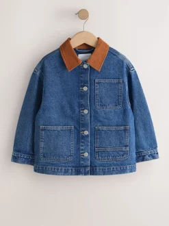 Next Denim Mid Blue - Veste à col en velours côtelé (3-16ans) Outlet