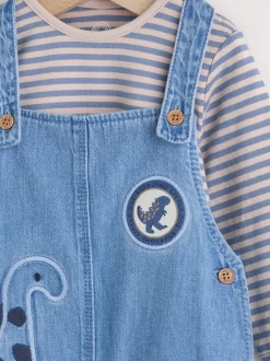 Next Dinosaure bleu - Ensemble salopette et body en jean bébé (0 mois-2 ans) Clearance