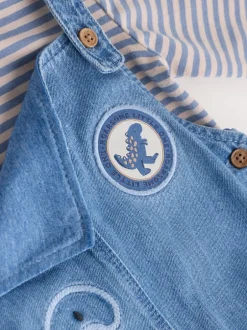 Next Dinosaure bleu - Ensemble salopette et body en jean bébé (0 mois-2 ans) Clearance