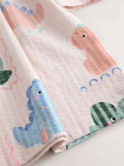 Next Dinosaure crème - Robe à manches longues en jersey (3mths-7yrs) Outlet