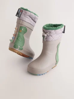 Next - Bottes en caoutchouc thermique Thinsulate™ avec extrémité doublée Dinosaure gris Hot
