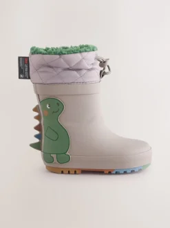 Next - Bottes en caoutchouc thermique Thinsulate™ avec extrémité doublée Dinosaure gris Hot