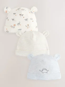 Next Dinosaure gris - Paquet de bonnets pour bébé 3 (0-18mths) New