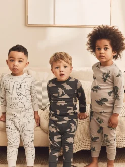 Next - Lot de 3 pyjamas Snuggle (9mois-10ans) Dinosaure neutre/noir Online