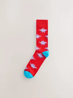 Next - Paquet de chaussettes à motifs 8 Dinosaure rouge vif/bleu/Orange Sale