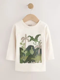 Next - Lot de 3 t-shirts imprimés graphiques à manches longues (3mois-7ans) Dinosaure vert Sale