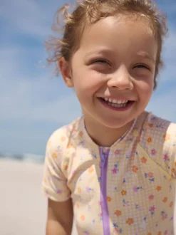 Next - Maillot de bain Sunsafe (3mths-10yrs) Ditsy jaune à carreaux vichy