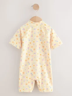 Next - Maillot de bain Sunsafe (3mths-10yrs) Ditsy jaune à carreaux vichy