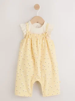 Next Ditsy jaune - Ensemble Salopettes et Bodys en jersey BÉBÉ 2 Pieces (0mois-3ans) Hot