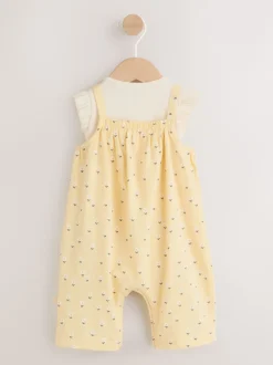 Next Ditsy jaune - Ensemble Salopettes et Bodys en jersey BÉBÉ 2 Pieces (0mois-3ans) Hot