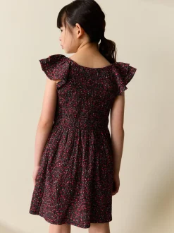 Next Ditsy noir - Robe smockée à manches volantées (3-16ans) Discount