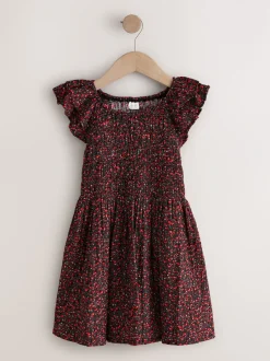 Next Ditsy noir - Robe smockée à manches volantées (3-16ans) Discount