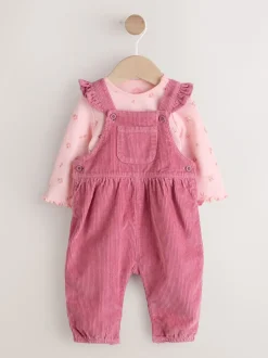 Next Ditsy rose - Body à manches longues et salopette en velours côtelé imprimé bébé Ensemble 2 pièces (0mois-2ans) Outlet